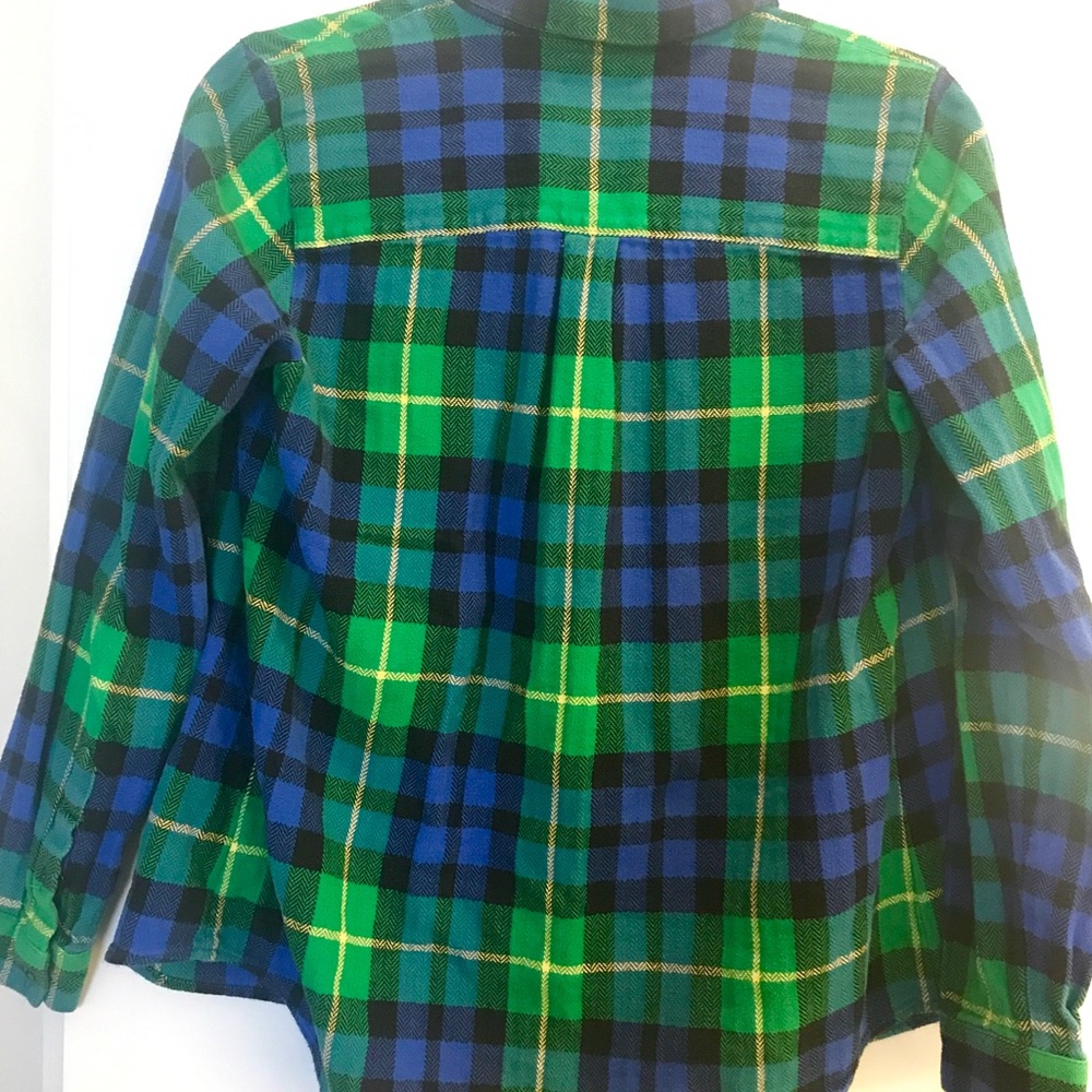 Madewell Green and Blue Flannel Plaid Button Down
